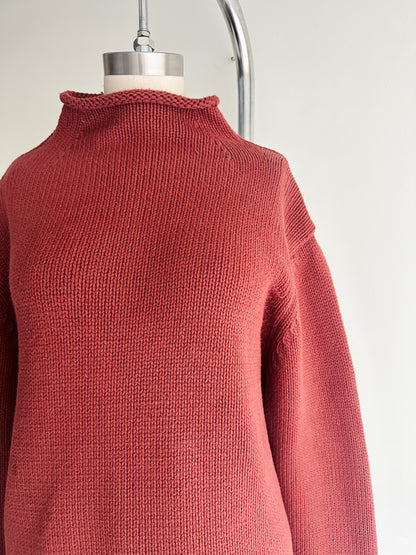 vintage J Crew rollneck brick cotton sweater (L)