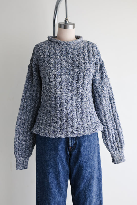 vintage marled basketweave sweater (L)