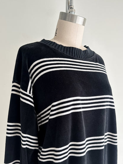 vintage striped velour sweatshirt (L)