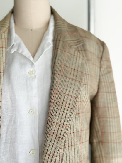 vintage spring plaid linen blazer (M)