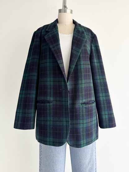 vintage tartan plaid wool blazer (M)