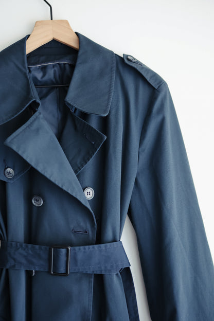 vintage navy belted trench coat (M)