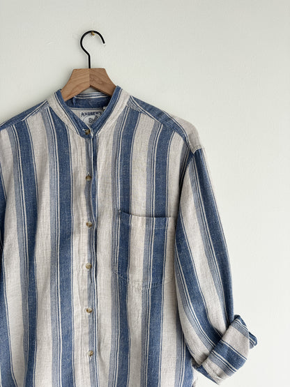 vintage striped linen blend shirt (M)