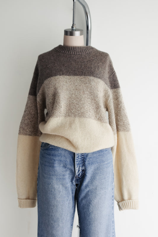 vintage color block ragg wool sweater (L)