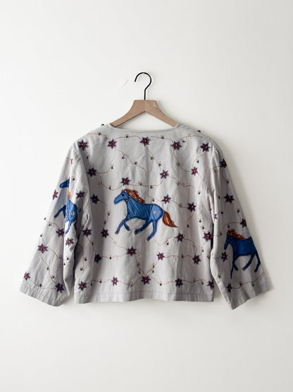 vintage cotton folk-art appliqué jacket (M/L)