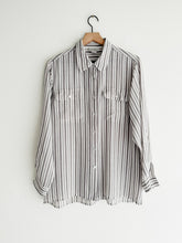 Load image into Gallery viewer, vintage grey stripe silk shirt (M/L)
