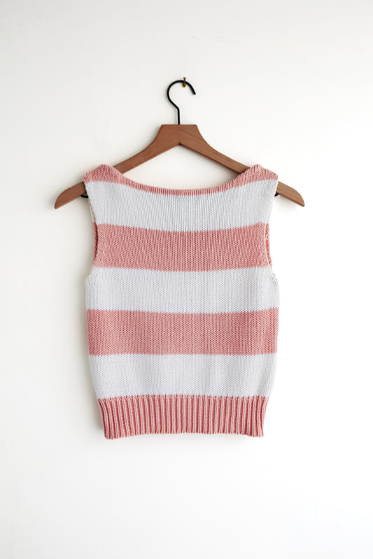 vintage cotton knit sweater tank (S)