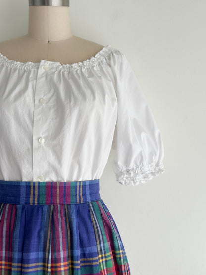 vintage white peasant shirt (L)