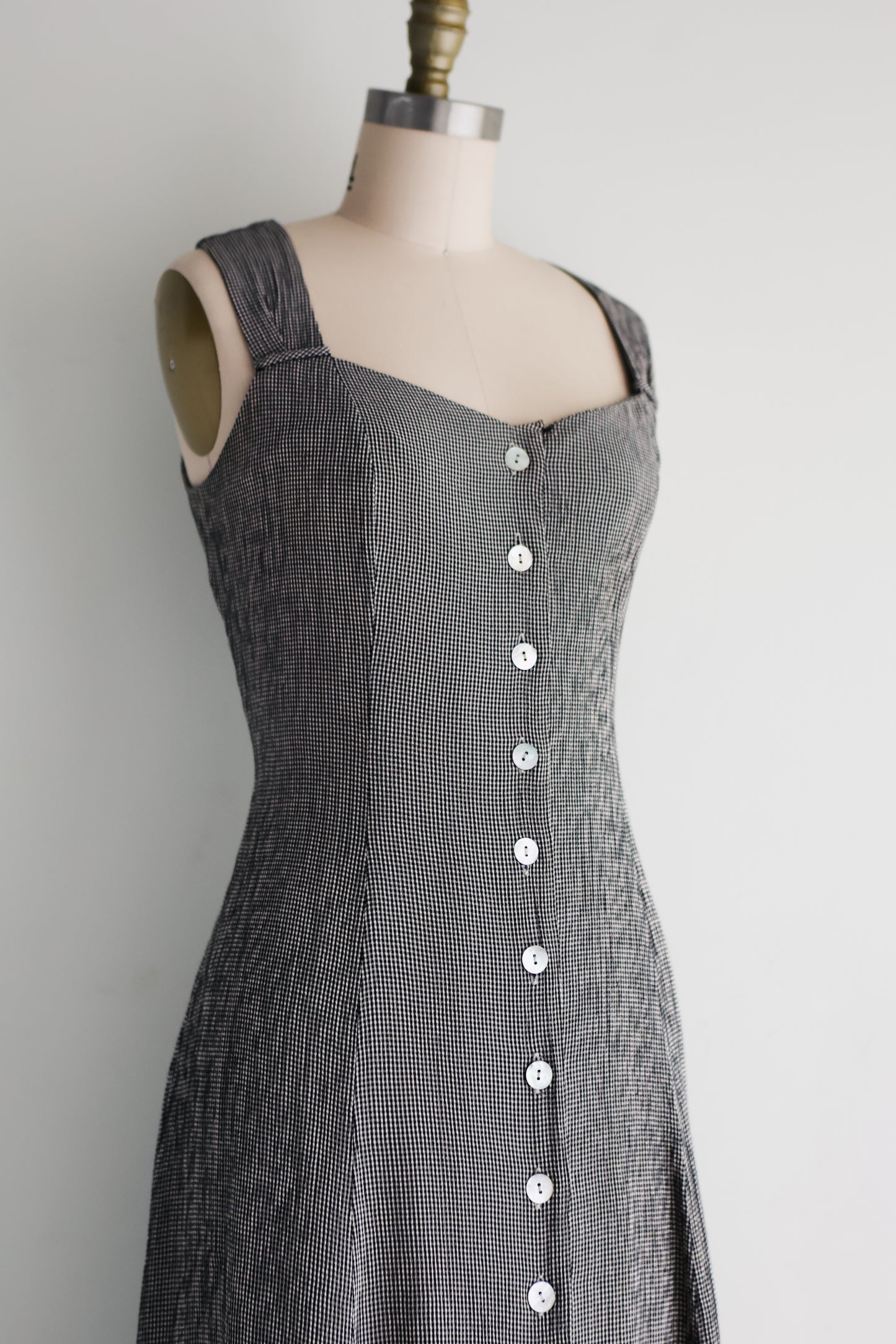 vintage button front sundress (M)