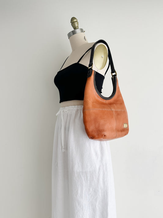 vintage saddle leather hobo bag