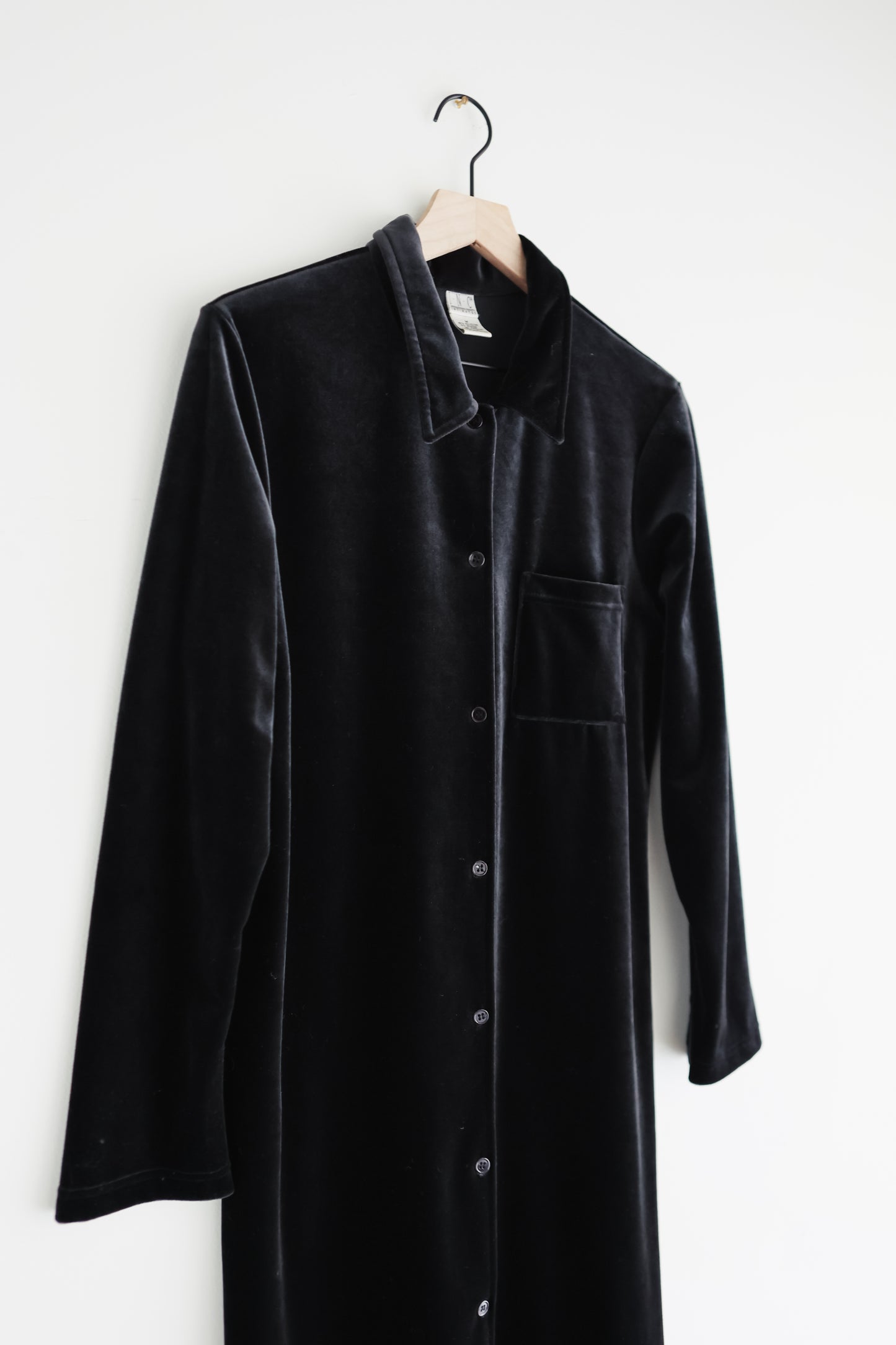 vintage black velvet shirt dress (M)