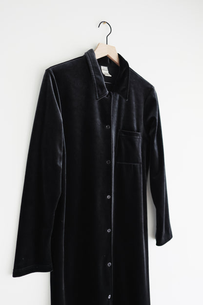 vintage black velvet shirt dress (M)