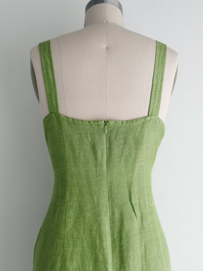 vintage lime linen dress (M)