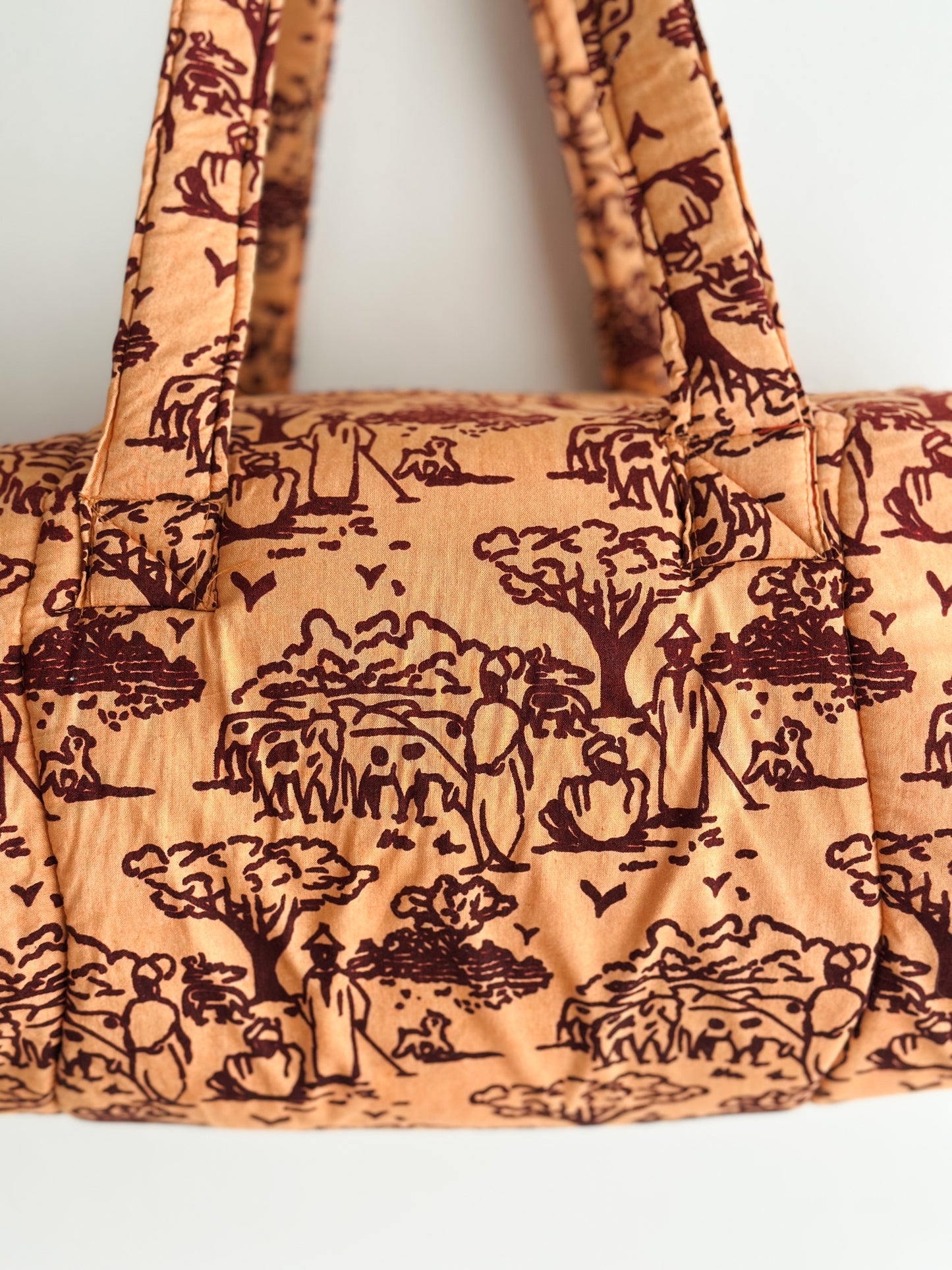 vintage quilted cotton weekender bag
