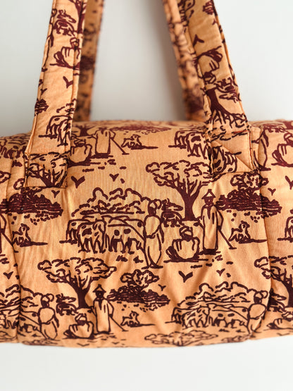 vintage quilted cotton weekender bag