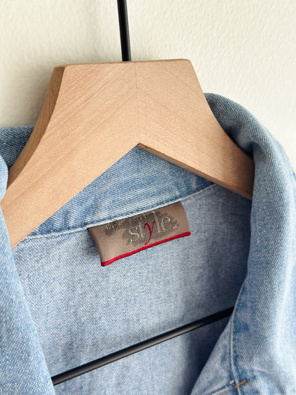 vintage denim crop vest top (M)