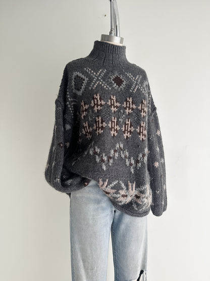 vintage hand knit wool sweater (M)