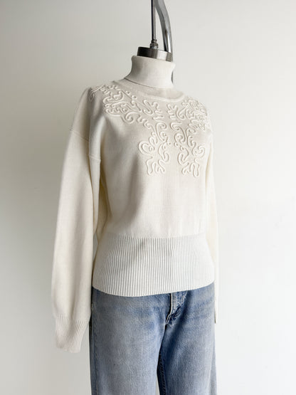 vintage white wool turtleneck sweater (M)