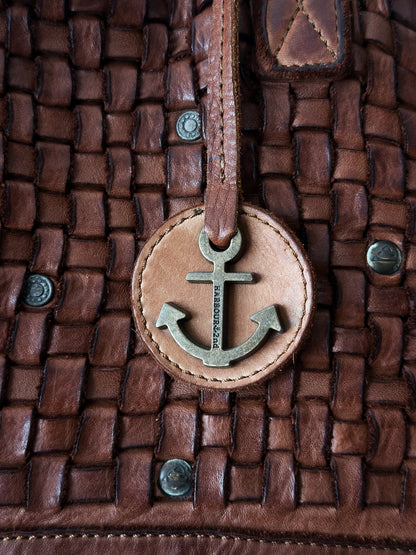 not yet vintage cognac leather tote