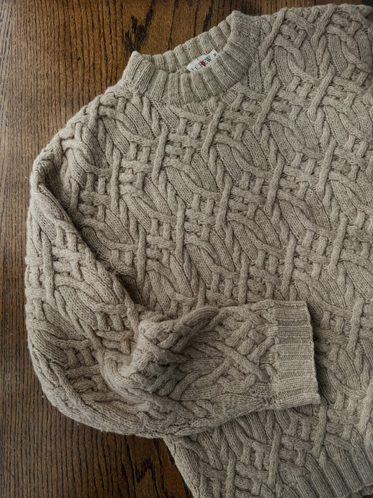 vintage J Crew oatmeal wool lattice sweater (L)