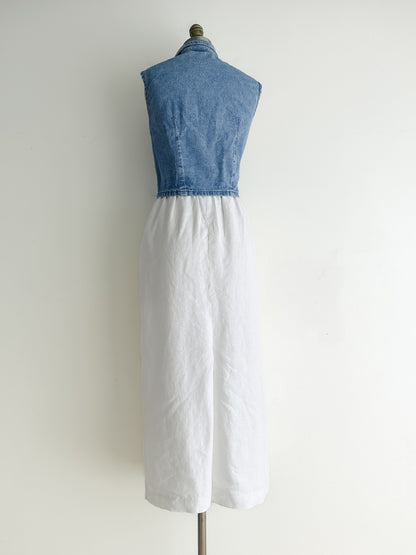 vintage denim crop vest top (M)