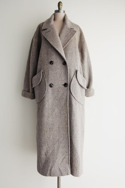 vintage herringbone wool coat (M/L)