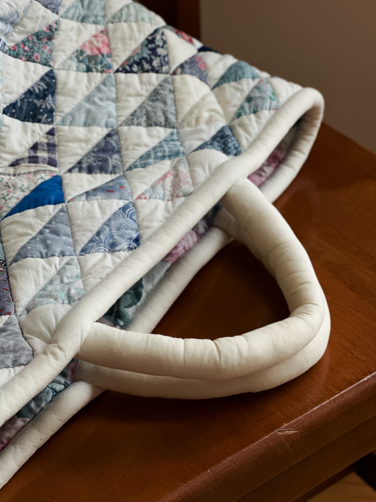 vintage patchwork quilted cotton bag