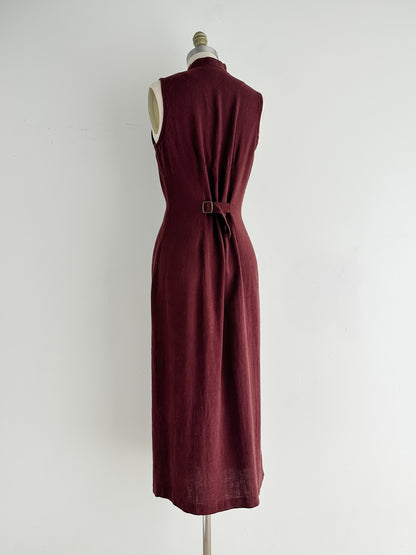 vintage chocolate linen dress (S)
