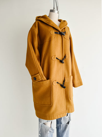 vintage ochre wool duffle coat (M/L)