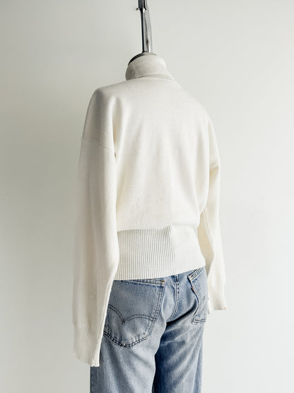 vintage white wool turtleneck sweater (M)