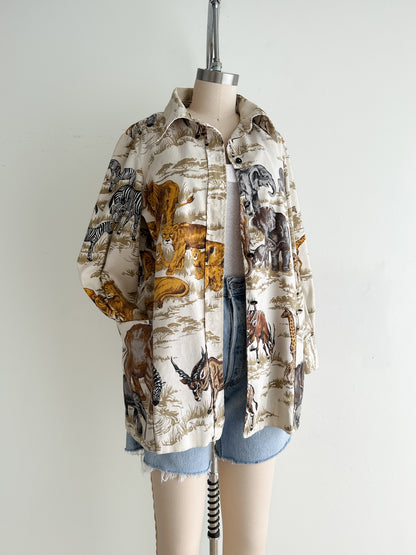 vintage safari cotton chore coat (M/L)