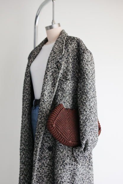 vintage 1930s chocolate knit clutch handbag