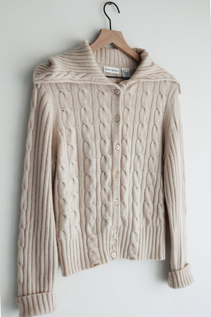vintage cable knit cashmere cardigan (M)