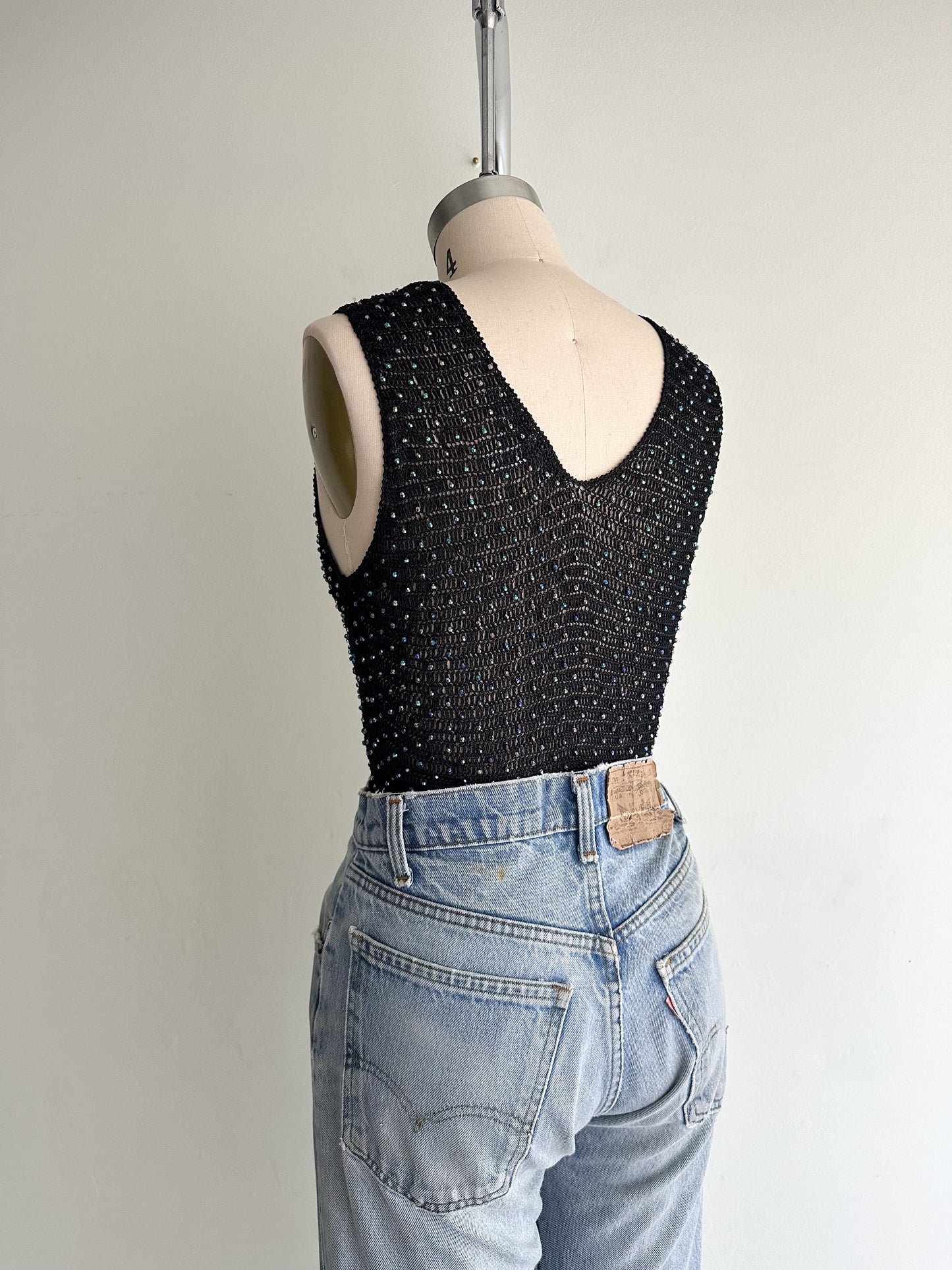 vintage beaded tank + cardigan (S)