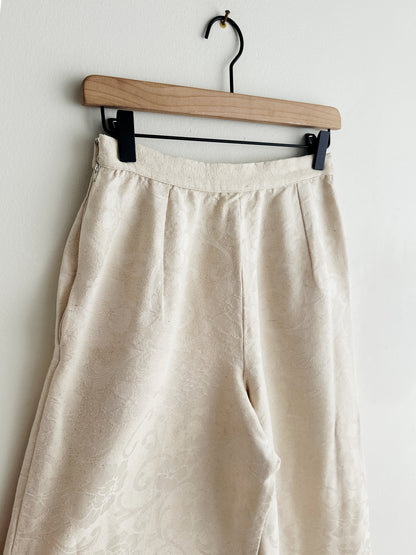 vintage Valentino cream silk jacquard pants (XS)