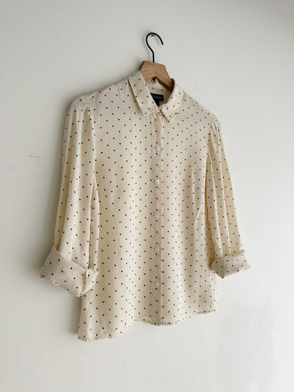 vintage creme silk shirt (S)