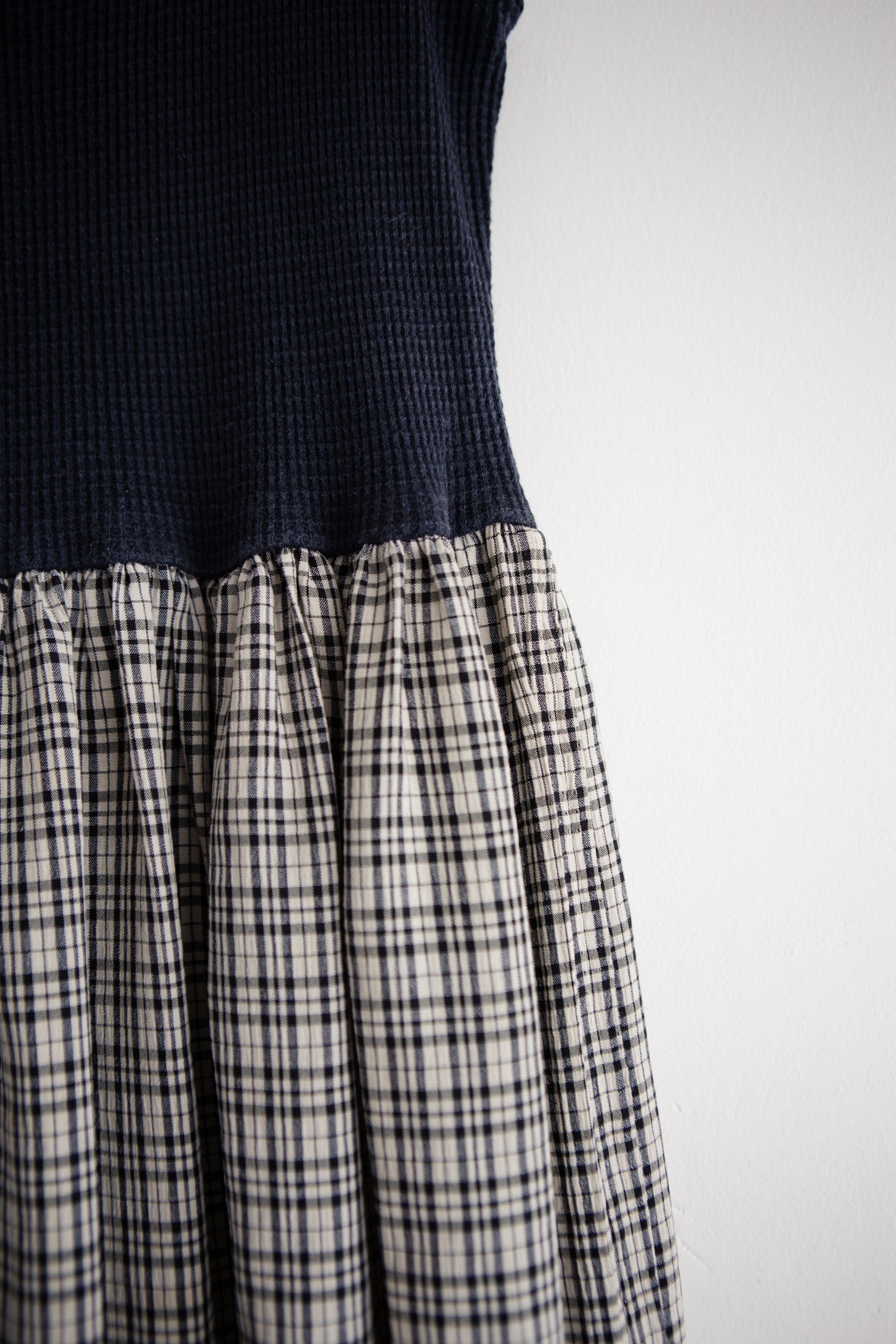 vintage waffle knit plaid dress (S/M)