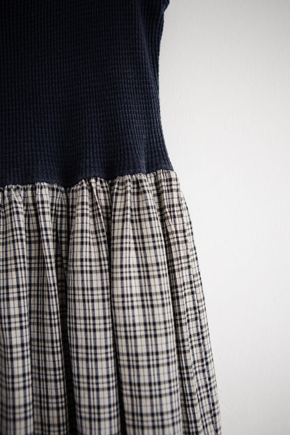 vintage waffle knit plaid dress (S/M)