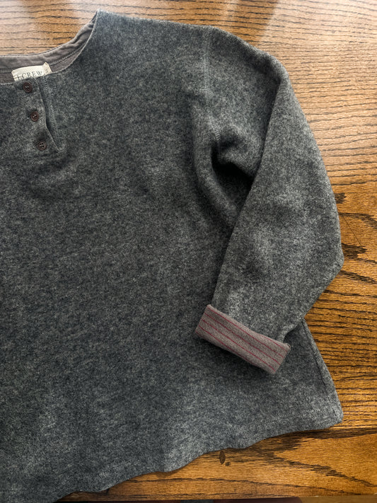vintage J Crew heather grey henley wool knit (S)