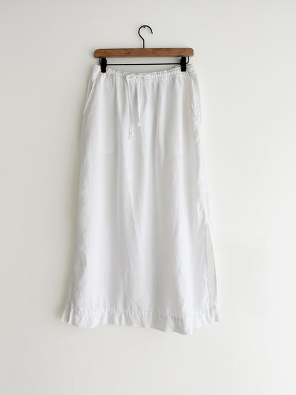 vintage white linen drawstring skirt (L)