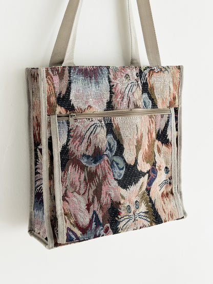 vintage cats tapestry tote bag