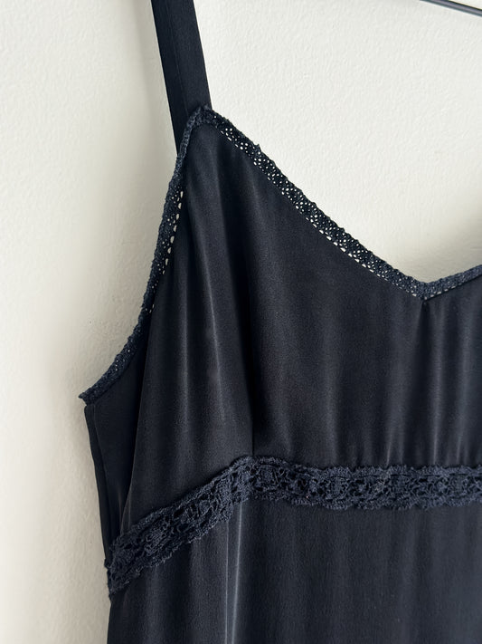 vintage black silk slip dress (S/M)