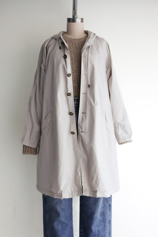 vintage canvas hooded swing jacket (M)