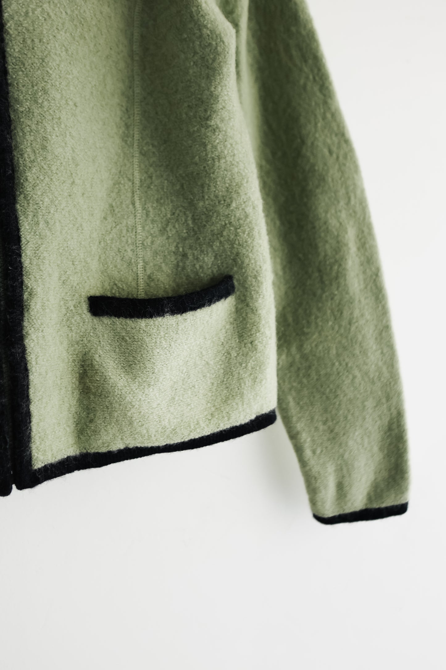 vintage pea green wool cardigan (M)