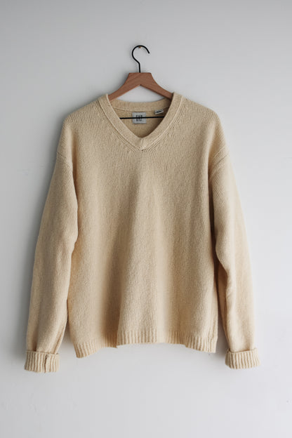 vintage cream wool sweater (L)