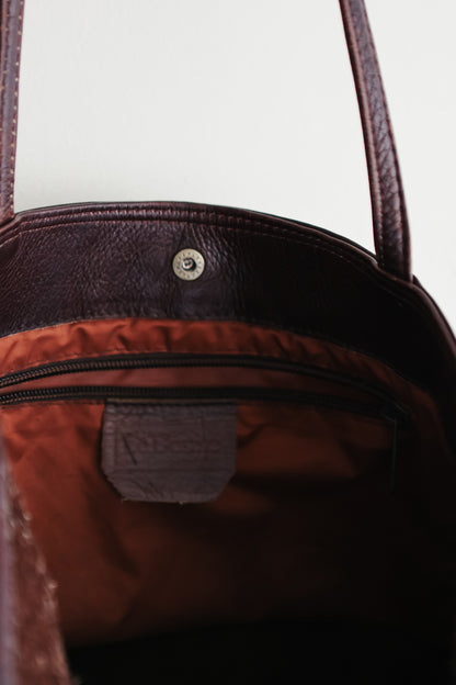vintage espresso leather tote