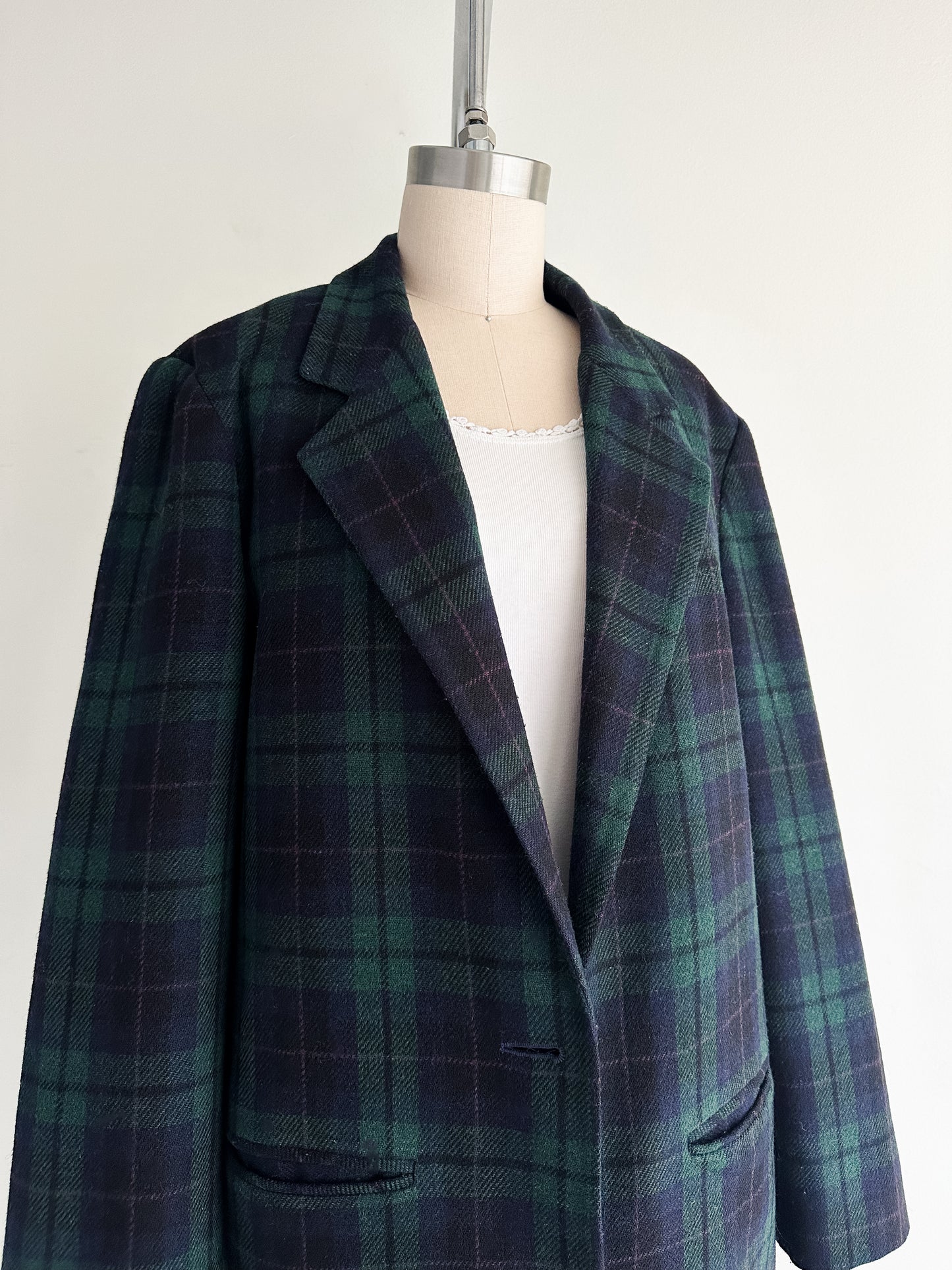 vintage tartan plaid wool blazer (M)