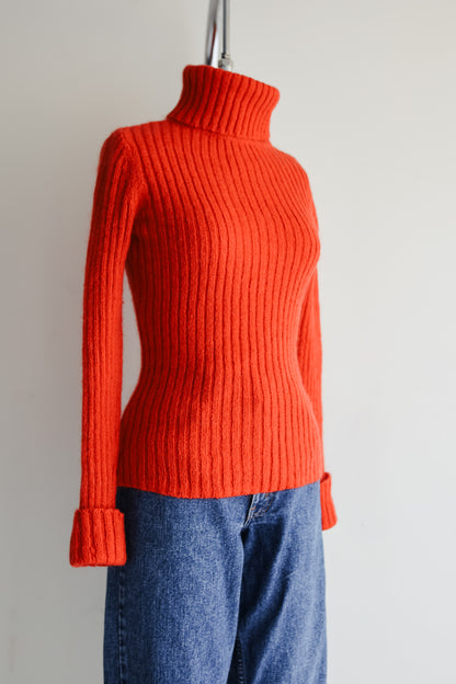 vintage tomato red wool sweater (S)