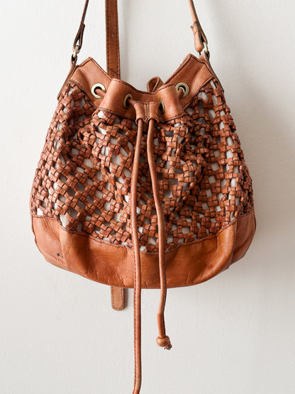 vintage Portuguese leather bucket bag