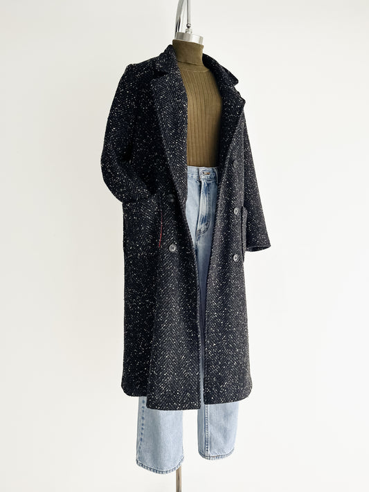 vintage flecked charcoal wool duster coat (S/M)